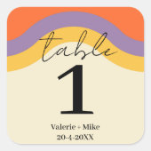 Retro Black Calligraphy Tischnummern Hochzeit Quadratischer Aufkleber (Vorderseite)