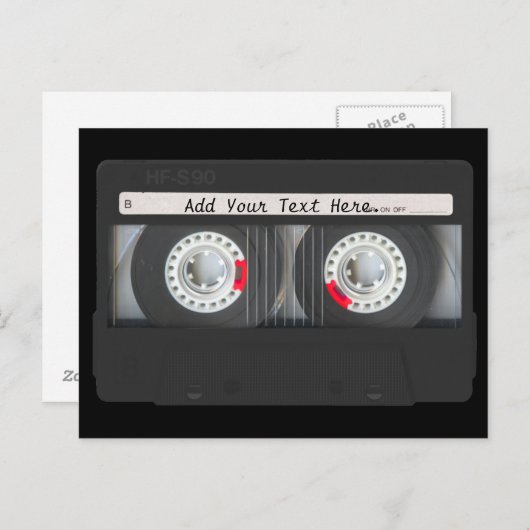Retro Black Cassette Tape Postkarte (Vorne/Hinten)