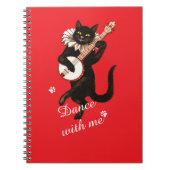 Retro Black Cat Banjo Notebook - Tanz mit mir Notizblock (Vorderseite)