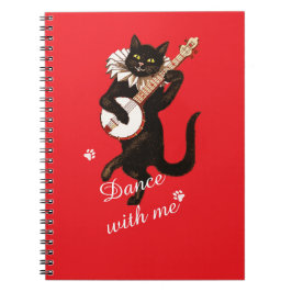 Retro Black Cat Banjo Notebook - Tanz mit mir Notizblock