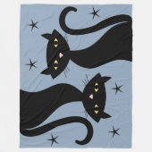 Retro Black Cat, blau Fleecedecke (Vorderseite)