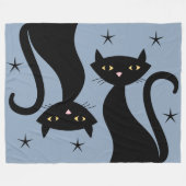 Retro Black Cat, blau Fleecedecke (Vorderseite (Horizontal))