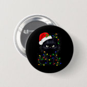 Retro Black Cat Christmas Light Funny Cat Men Wome Button (Vorne & Hinten)