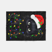 Retro Black Cat Christmas Light Funny Cat Men Wome Fleecedecke (Vorderseite (Horizontal))