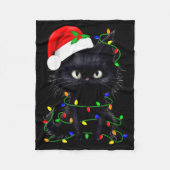 Retro Black Cat Christmas Light Funny Cat Men Wome Fleecedecke (Vorderseite)