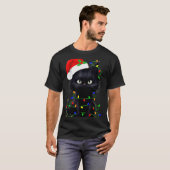 Retro Black Cat Christmas Light Funny Cat Men Wome T-Shirt (Vorne ganz)