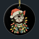 Retro Black Cat Christmas Lights Funny Xmas Santa Keramik Ornament<br><div class="desc">Retro Black Cat Christmas Lights Funny Xmas Santa Hat</div>