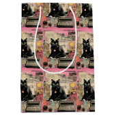 Retro Black Cat Collage Mittlere Geschenktüte (Vorderseite)