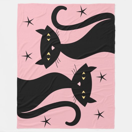Retro Black Cat Fleecedecke (Vorderseite)