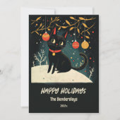 Retro Black Cat Fun Ferienkarte Feiertagskarte (Vorderseite)