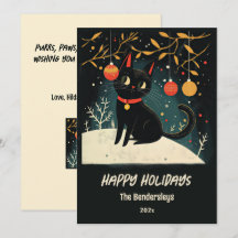 Retro Black Cat Fun Ferienkarte