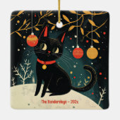 Retro Black Cat Fun Urlaub Keramikornament (Rückseite)