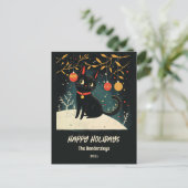 Retro Black Cat Fun Urlaub Postkarte (Stehend Vorderseite)