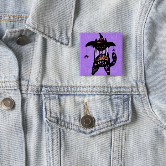 Retro Black Cat Funny Halloween Button (Beispiel)