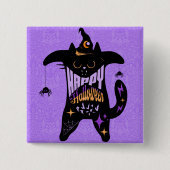 Retro Black Cat Funny Halloween Button (Vorderseite)