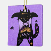 Retro Black Cat Funny Halloween Keramikornament (Links)