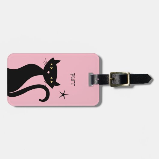 Retro Black Cat Gepäckanhänger (Vorderseite horizontal)