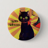 Retro Black Cat Halloween 🎃 Button (Vorderseite)