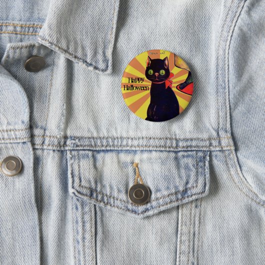 Retro Black Cat Halloween 🎃 Button (Beispiel)