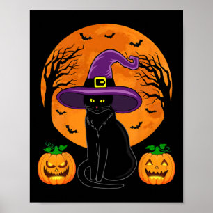 Retro Black Cat Halloween Pumpkin Kostüm Frauen Ki Poster