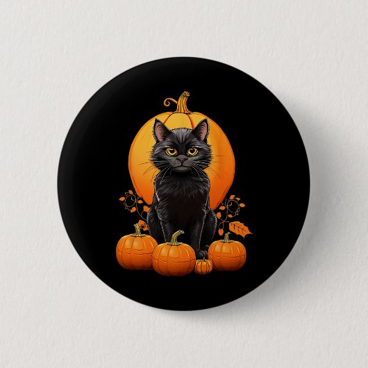 Retro Black Cat Halloween Pumpkleider Kostüm für F Button (Vorderseite)