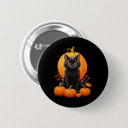 Retro Black Cat Halloween Pumpkleider Kostüm für F Button (Vorne & Hinten)
