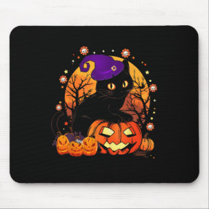 Retro Black Cat Halloween Pumpkleider Kostüm für F Mousepad