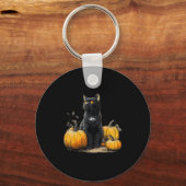 Retro Black Cat Halloween Pumpkleider Kostüm für F Schlüsselanhänger (Vorderseite)