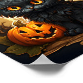 Retro Black Cat Halloween Spooky Orange Pumpkin Poster (Ecke)