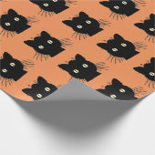 Retro Black Cat Halloween Wrapping Paper Geschenkpapier (Ecke)