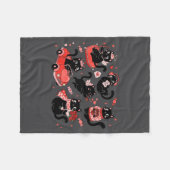 Retro Black Cat Heart Valentines Day Cute Kitten L Fleecedecke (Vorderseite (Horizontal))
