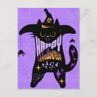 Retro Black Cat Hexe Funny Halloween