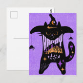 Retro Black Cat Hexe Funny Halloween Postkarte (Vorne/Hinten)