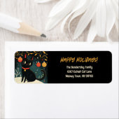 Retro Black Cat Holiday Fun Return Address Labels (Insitu)