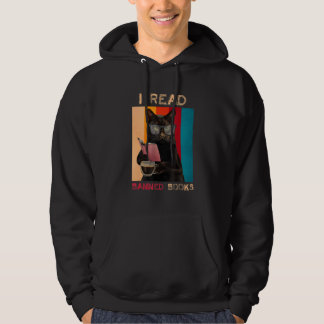 Retro Black Cat I Rotes verbotenes Buch Hoodie