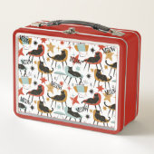 Retro Black Cat in Atomic MCM Metal Lunch Box (Vorderseite)