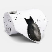 Retro Black Cat Kätzchen Liebhaber von Wasserfarbe Krawatte (Gerollt)