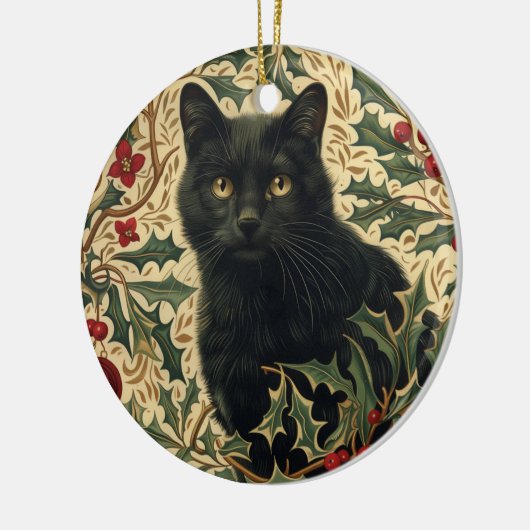 Retro Black Cat Keramik Ornament (Links)
