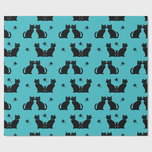 Retro Black Cat Kitty Packpapier (Flach)