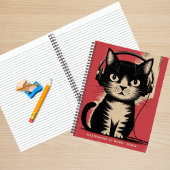 Retro Black Cat, Mastermine bei der Arbeit & Name, Notizblock