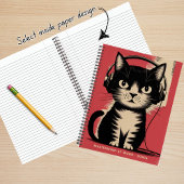 Retro Black Cat, Mastermine bei der Arbeit & Name, Notizblock