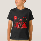 Retro Black Cat Meowentine's Day Heart Valentines  T-Shirt (Vorderseite)