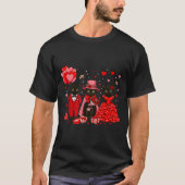 Retro Black Cat Meowentine's Day Heart Valentines  T-Shirt (Vorderseite)