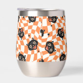 Retro Black Cat Orange Karo Muster (Rechts)