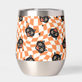 Retro Black Cat Orange Karo Muster (Rückseite)