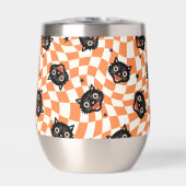 Retro Black Cat Orange Karo Muster (Vorderseite)