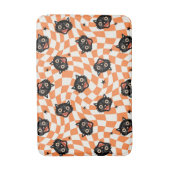 Retro Black Cat Orange Karo Muster Badematte (Vorderseite Vertikal)