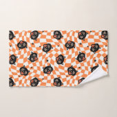 Retro Black Cat Orange Karo Muster Badhandtuch Set (Handtuch)