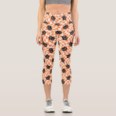 Retro Black Cat Orange Karo Muster Capri Leggings (Vorderseite)