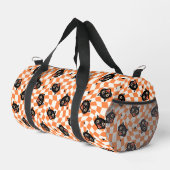 Retro Black Cat Orange Karo Muster Duffle Bag (Rechte Ecke)